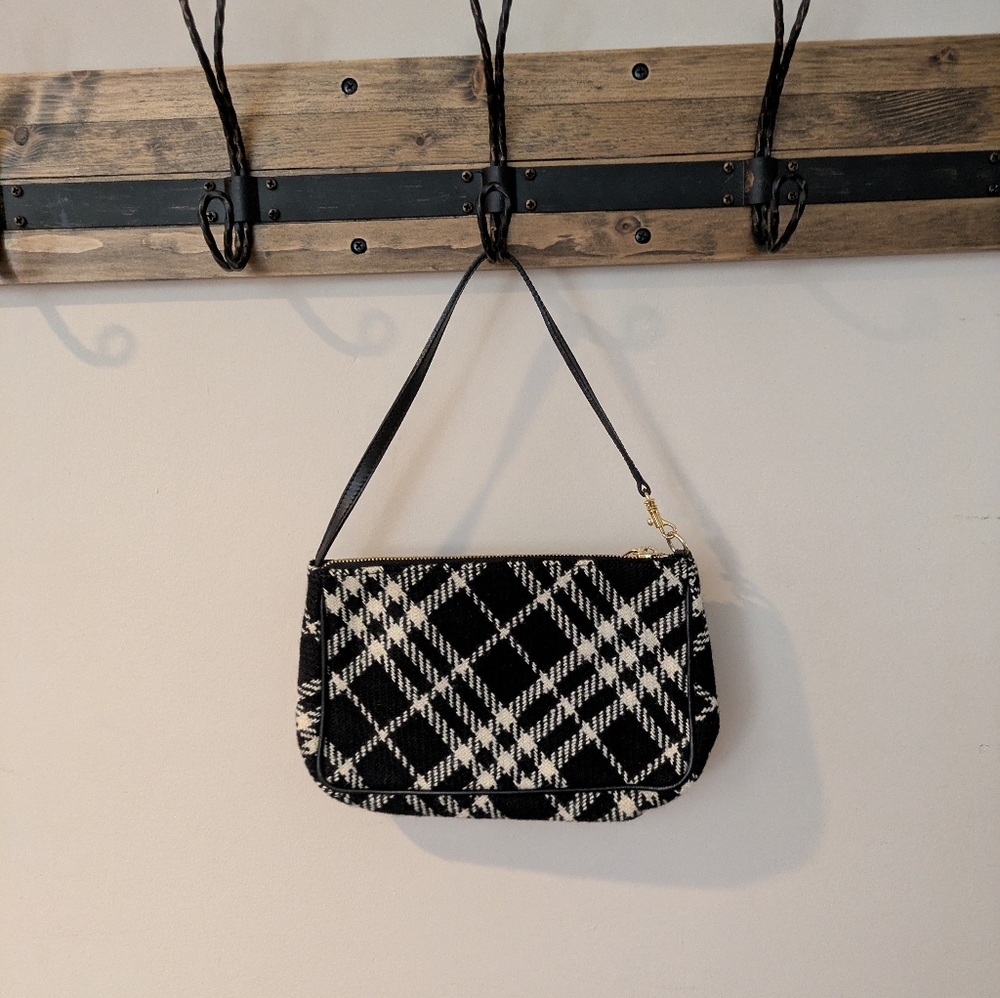 Burberry Black/White Check Wool Pochette